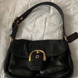 Black leather Coach shoulder bag